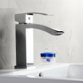 Factory Supplier Modern Bathroom Sink Tap Deck Mounted Chrome Single Handle Single Cold Water Wash Hand Zinc Square Basin Faucet